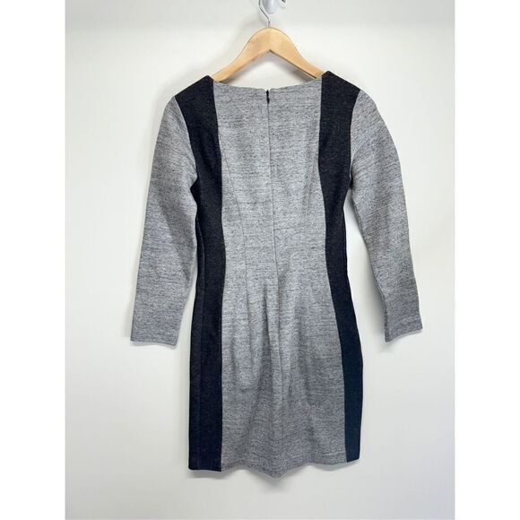 Club Monaco Mini Bodycon Dress Size 2 Gray Black Long Sleeve Cotton Blend Zip Up - Picture 3 of 9